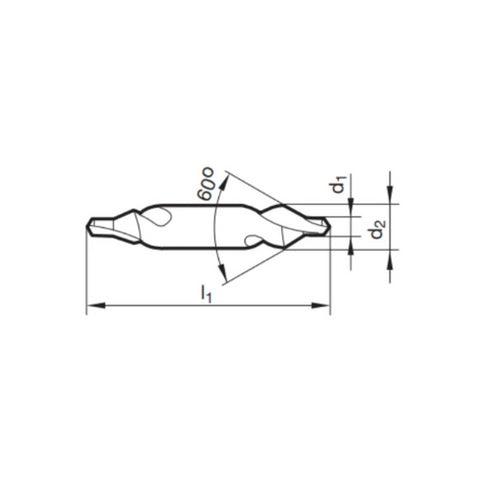 Center drill left DIN333 Dimensions